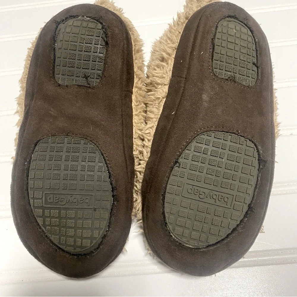Baby Gap Slippers Slip On XL 11/12 Baby Girl/Boy Tan Bear Plush Cozy Sherpa